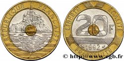 20 francs Mont Saint-Michel, 5 cannelures, V fermé 1992 Pessac F.403/2