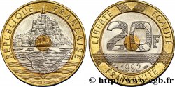 20 francs Mont Saint-Michel, 5 cannelures, V fermé 1992 Pessac F.403/2