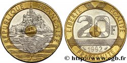 20 francs Mont Saint-Michel, 5 cannelures, V fermé 1992 Pessac F.403/2