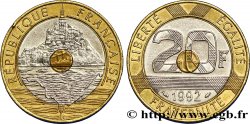20 francs Mont Saint-Michel, 5 cannelures, V fermé 1992 Pessac F.403/2
