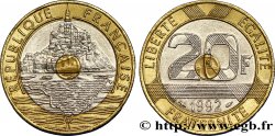 20 francs Mont Saint-Michel, 5 cannelures, V fermé 1992 Pessac F.403/2