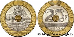 20 francs Mont Saint-Michel, 5 cannelures, V fermé 1992 Pessac F.403/2