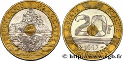 20 francs Mont Saint-Michel, 5 cannelures, V fermé 1992 Pessac F.403/2