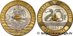 20 francs Mont Saint-Michel, 5 cannelures, V fermé 1992 Pessac F.403/2