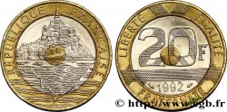 20 francs Mont Saint-Michel, 5 cannelures, V fermé 1992 Pessac F.403/2