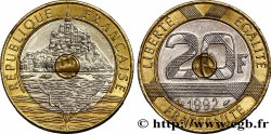 20 francs Mont Saint-Michel, 5 cannelures, V fermé 1992 Pessac F.403/2