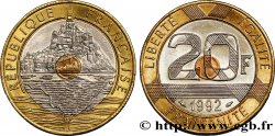 20 francs Mont Saint-Michel, 5 cannelures, V fermé 1992 Pessac F.403/2