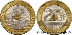 20 francs Mont Saint-Michel, 5 cannelures, V fermé 1992 Pessac F.403/2