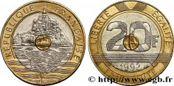 20 francs Mont Saint-Michel, 5 cannelures, \ / ouvert 1992 Pessac F.403/3