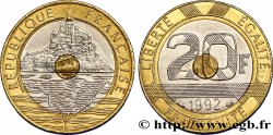 20 francs Mont Saint-Michel, 5 cannelures, \ / ouvert 1992 Pessac F.403/3