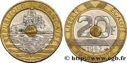 20 francs Mont Saint-Michel, 5 cannelures, \ / ouvert 1992 Pessac F.403/3