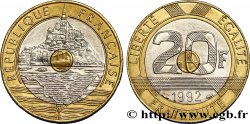 20 francs Mont Saint-Michel, 5 cannelures, \ / ouvert 1992 Pessac F.403/3