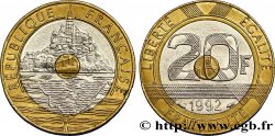 20 francs Mont Saint-Michel, 5 cannelures, \ / ouvert 1992 Pessac F.403/3