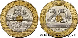 20 francs Mont Saint-Michel, 5 cannelures, \ / ouvert 1992 Pessac F.403/3