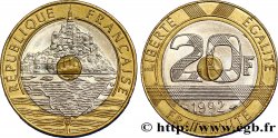20 francs Mont Saint-Michel, 5 cannelures, \ / ouvert 1992 Pessac F.403/3