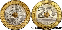 20 francs Mont Saint-Michel, 5 cannelures, \ / ouvert 1992 Pessac F.403/3