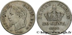 20 centimes III Napoléon tête laurée, petit module 1866 Paris F.149/4