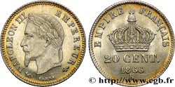 20 centimes Napoléon III, tête laurée, petit module 1866 Bordeaux F.149/6