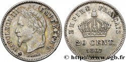 20 centimes Napoléon III, tête laurée, grand module 1867 Paris F.150/1