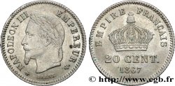 20 centimes Napoléon III, tête laurée, grand module 1867 Paris F.150/1