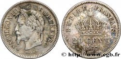 20 centimes Napoléon III, tête laurée, grand module 1867 Strasbourg F.150/2