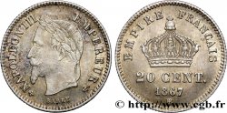 20 centimes Napoléon III, tête laurée, grand module 1867 Strasbourg F.150/2