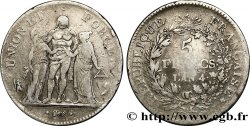 5 francs Union et Force, Union serré, avec glands intérieurs et gland extérieur 1796 Paris F.288/2
