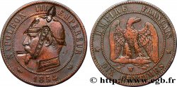 Dix centimes Napoléon III, tête nue, satirique 1854 Lille F.133/18 var.