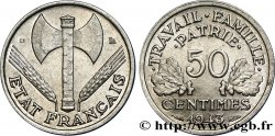 50 centimes Francisque, légère 1943 Beaumont-Le-Roger F.196/3
