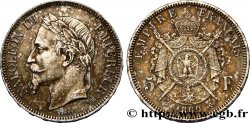 5 francs Napoléon III, tête laurée 1869 Strasbourg F.331/15