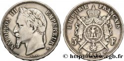 5 francs Napoléon III, tête laurée 1869 Strasbourg F.331/15