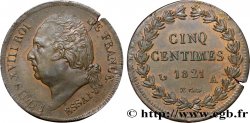 Essai de 5 centimes en bronze, tranche lisse 1821 Paris VG.2534  var.