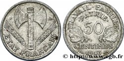 50 centimes Francisque, légère 1943 Beaumont-le-Roger F.196/2