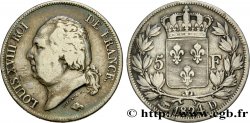 5 francs Louis XVIII, tête nue 1824 Lyon F.309/90