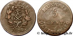 5 cent. Anvers au double L, frappe de l’arsenal de la marine 1814  Anvers F.115E/1 var.