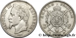 5 francs Napoléon III, tête laurée 1869 Strasbourg F.331/15