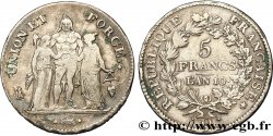 5 francs Union et Force, Union serré, avec glands intérieurs et gland extérieur 1802 Perpignan F.288/74