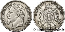 5 francs Napoléon III, tête laurée 1869 Strasbourg F.331/15 VF 