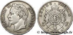 5 francs Napoléon III, tête laurée 1869 Strasbourg F.331/15