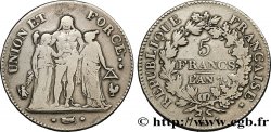 5 francs Union et Force, Union serré, avec glands intérieurs et gland extérieur 1799 Paris F.288/95