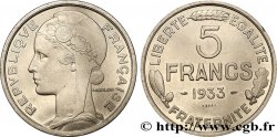 Concours de 5 francs, essai de Morlon en nickel 1933 Paris GEM.138 1 SUP60 