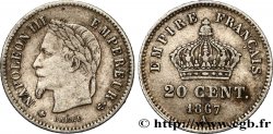 20 centimes Napoléon III, tête laurée, grand module 1867 Paris F.150/1