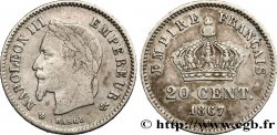 20 centimes Napoléon III, tête laurée, grand module 1867 Strasbourg F.150/2