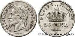 20 centimes Napoléon III, tête laurée, petit module 1866 Paris F.149/4