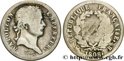 Demi-franc Napoléon Ier tête laurée, République française, buste fin 1808 Rouen F.177/3