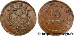 10 cent. Anvers au double L, frappe de l’atelier de Wolschot 1814  Anvers F.130C/2 TTB52 