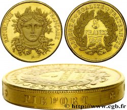 Concours de 5 francs, piéfort au double de Gayrard, tranche inscrite 1848 Paris VG.3078 var. SUP60 