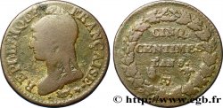 Cinq centimes Dupré, grand module, &nbsp;refrappage&nbsp; du décime 1797 Lille F.114/14 TB20 