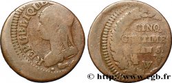 Cinq centimes Dupré, grand module, frappe casquette 1797 Lille F.115/31 B10 