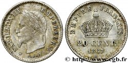20 centimes Napoléon III, tête laurée, grand module 1867 Strasbourg F.150/2